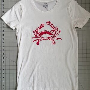 J. Crew White Tee with Red Crab Graphic